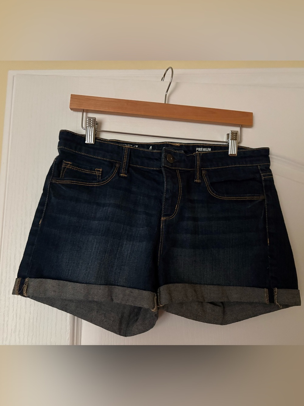Dark Wash Denim Cuffed Shorts